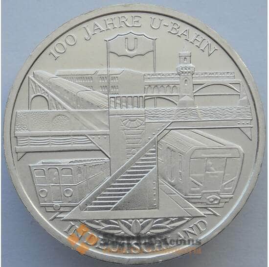 Германия 10 евро 2002 КМ216 UNC Берлинское метро Серебро  (J05.19) арт. 16277