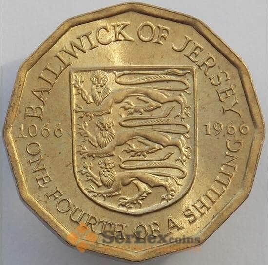Джерси 1/4 шиллинга 1966 КМ27 UNC Битва при Гастингсе (J05.19) арт. 17013