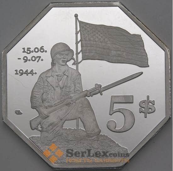 Марианские острова 5 долларов 2019 Prooflike UNUSUAL Битва за Сайпан арт. 26283