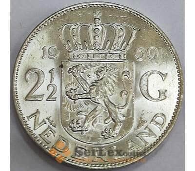 Монета Нидерланды 2 1/2 гульдена 1960 КМ185 UNC штемпельный блеск арт. 40277