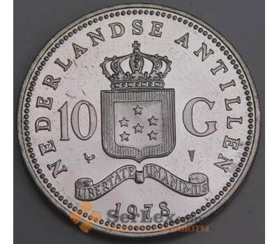 Нидерландские Антиллы монета 10 гульденов 1978 КМ20 BU царапины арт. 46221