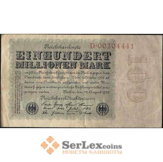 Германия (Веймар) 100 миллионов марок 1923 P107 VF арт. 7150