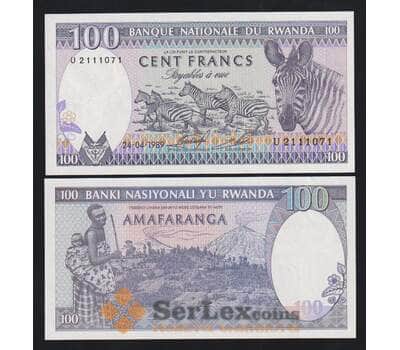 Руанда 100 франков 1989 Р19а UNC арт. 55397