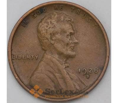Монета США 1 цент 1928 S КМ132 VF арт. 26107