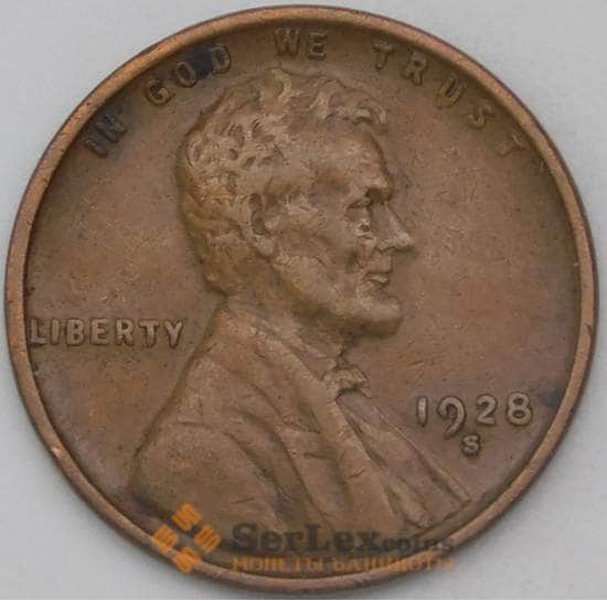 США 1 цент 1928 S КМ132 VF арт. 26107