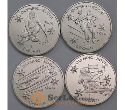 Монета Мэн остров набор монет 1 крона 2013 (4 Шт.) Олимпийский игры Сочи арт. 40223