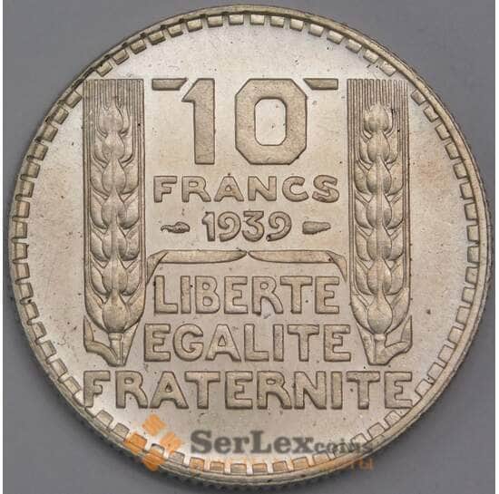 Франция 10 франков 1939 КМ878 BU арт. 40625