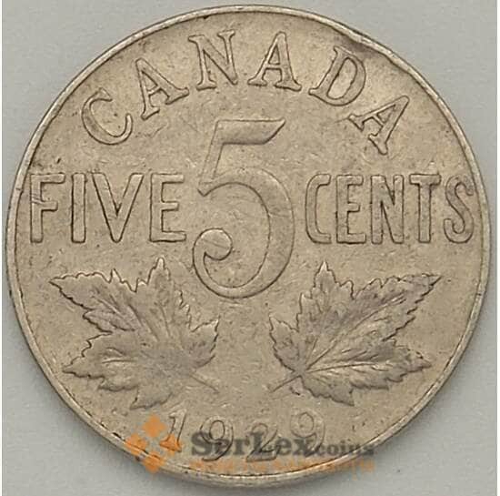 Канада 5 центов 1929 КМ29 VF арт. 17669
