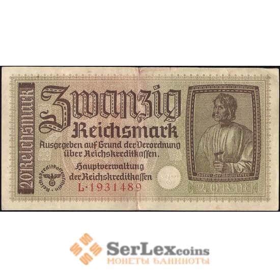 Германия 20 марок (рейсхмарок) 1939-1945 P#R139 VF 3-й рейх арт. 13768