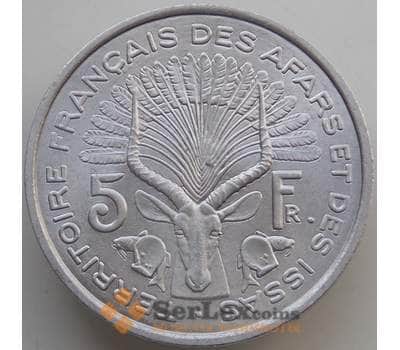Монета Французская Афар и Исса 5 франков 1975 КМ14 UNC арт. 14584