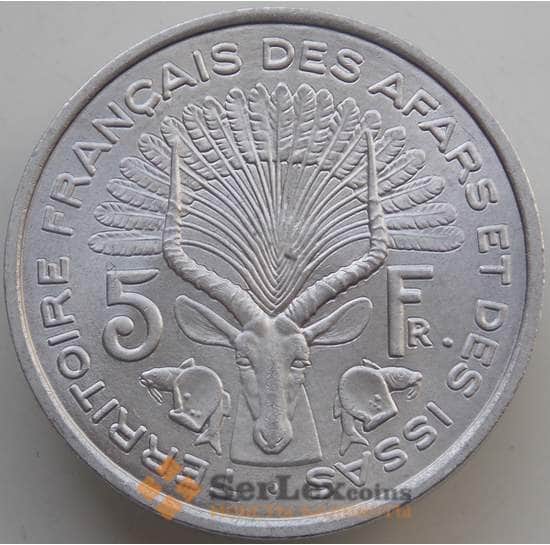 Французская Афар и Исса 5 франков 1975 КМ14 UNC арт. 14584