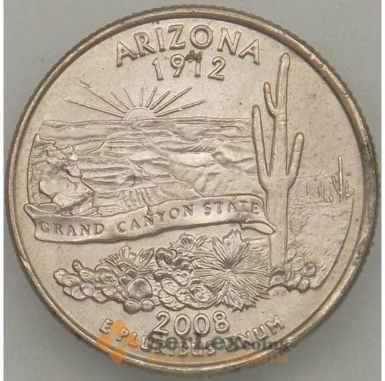 США 25 центов 2008 P КМ423 XF Аризона арт. 18920