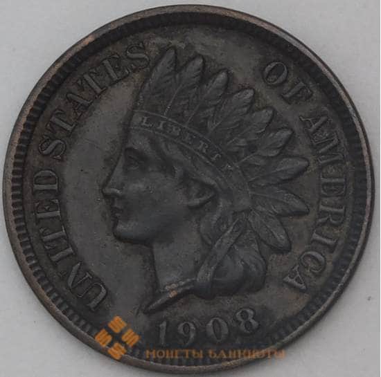 США 1 цент 1908 КМ90а XF арт. 26141