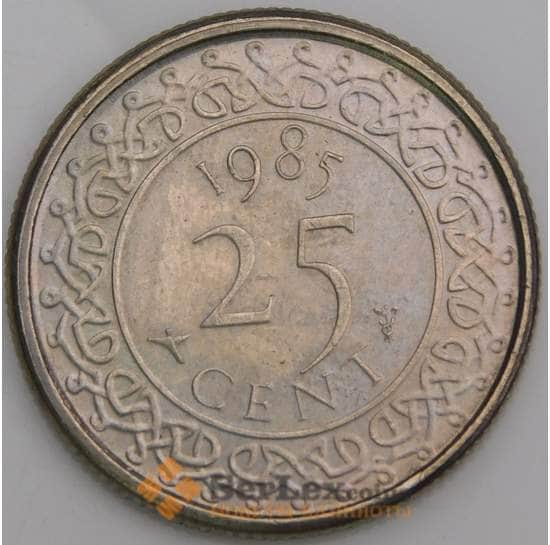 Суринам монета 25 центов 1985 КМ14 AU арт. 46309