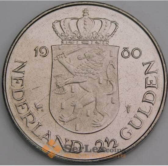 Нидерланды 2 1/2 гульдена 1980 КМ201 aUNC арт. 46661