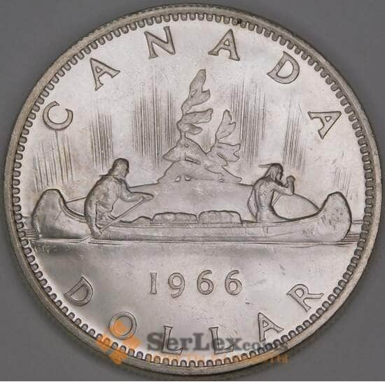 Канада 1 доллар 1966 КМ64.1 UNC Каноэ арт. 21664